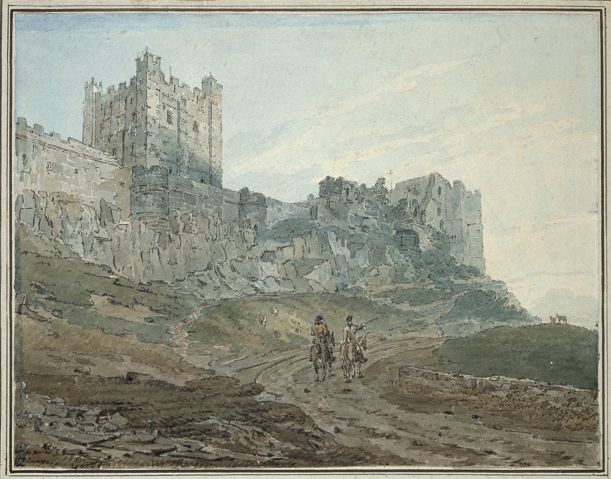 Bamburgh Castle, Northumberland, 1700-talet av Thomas Girtin
