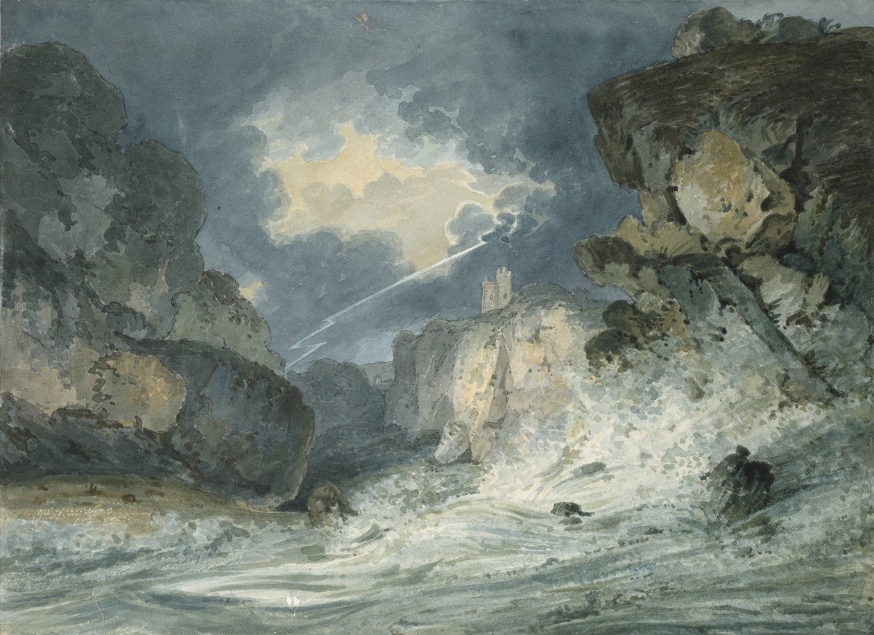 Dunstanburgh Castle i ett åskväder, 1700-talet av Thomas Girtin