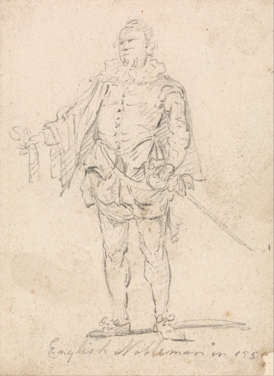 Figur Kostymstudie- Engelsk adelsman av Thomas Girtin