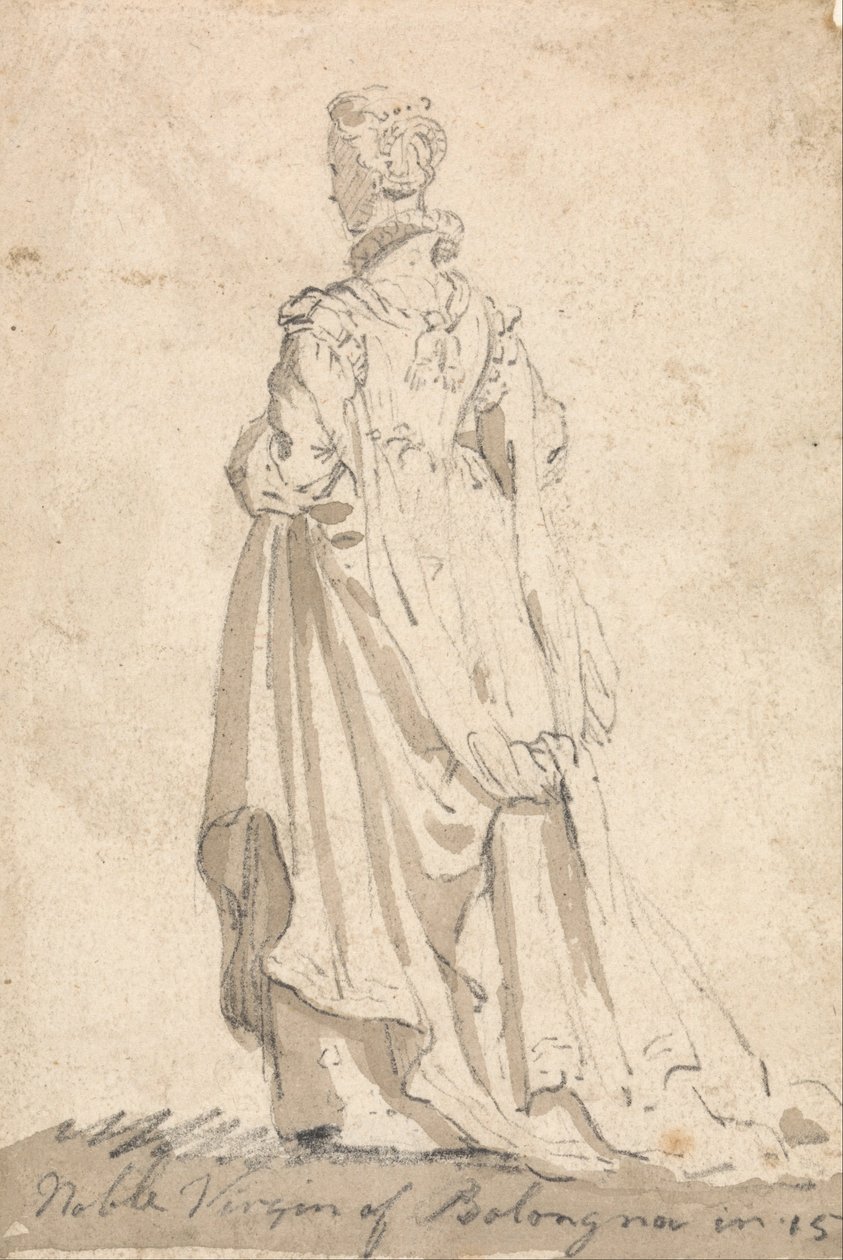 Figur Kostymstudie - Noble Virgin of Bologna av Thomas Girtin