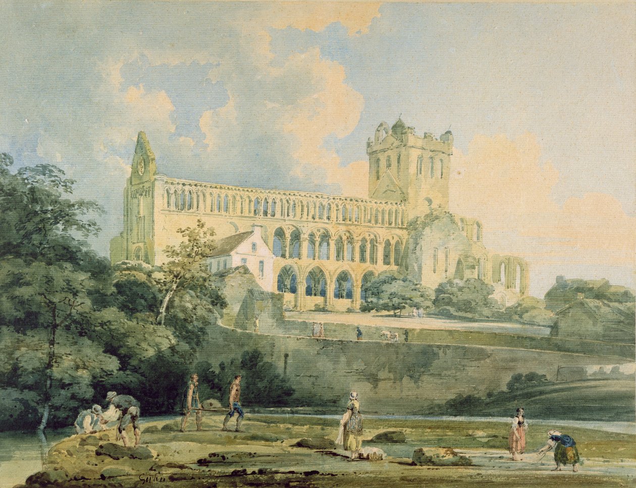Jedburgh Abbey from the River, ca 1798-99 av Thomas Girtin