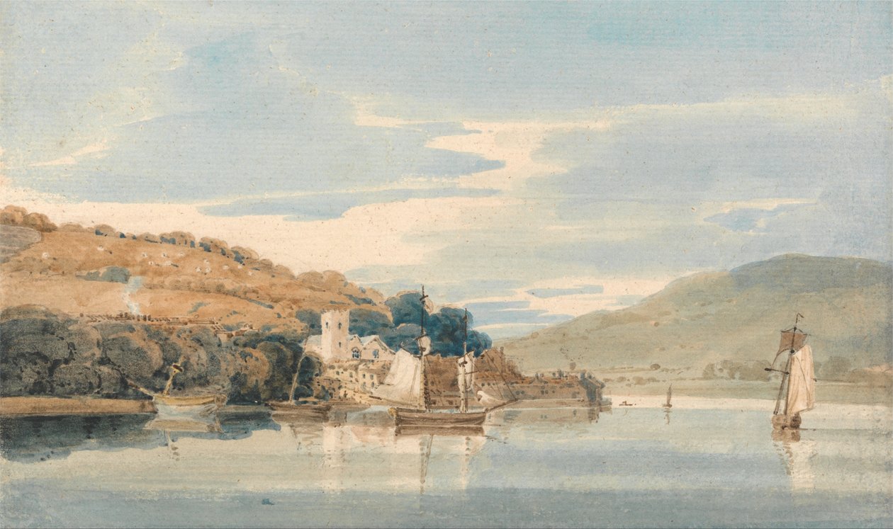 Kingswear Sett från Dartmouth, Devon av Thomas Girtin