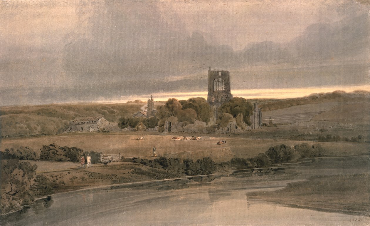 Kirkstall Abbey, Yorkshire - Kväll av Thomas Girtin