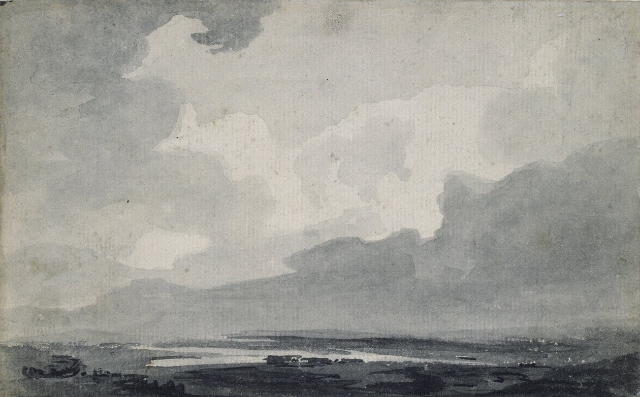 Moorland View, ca 1800 (grå tvättar på papper) av Thomas Girtin