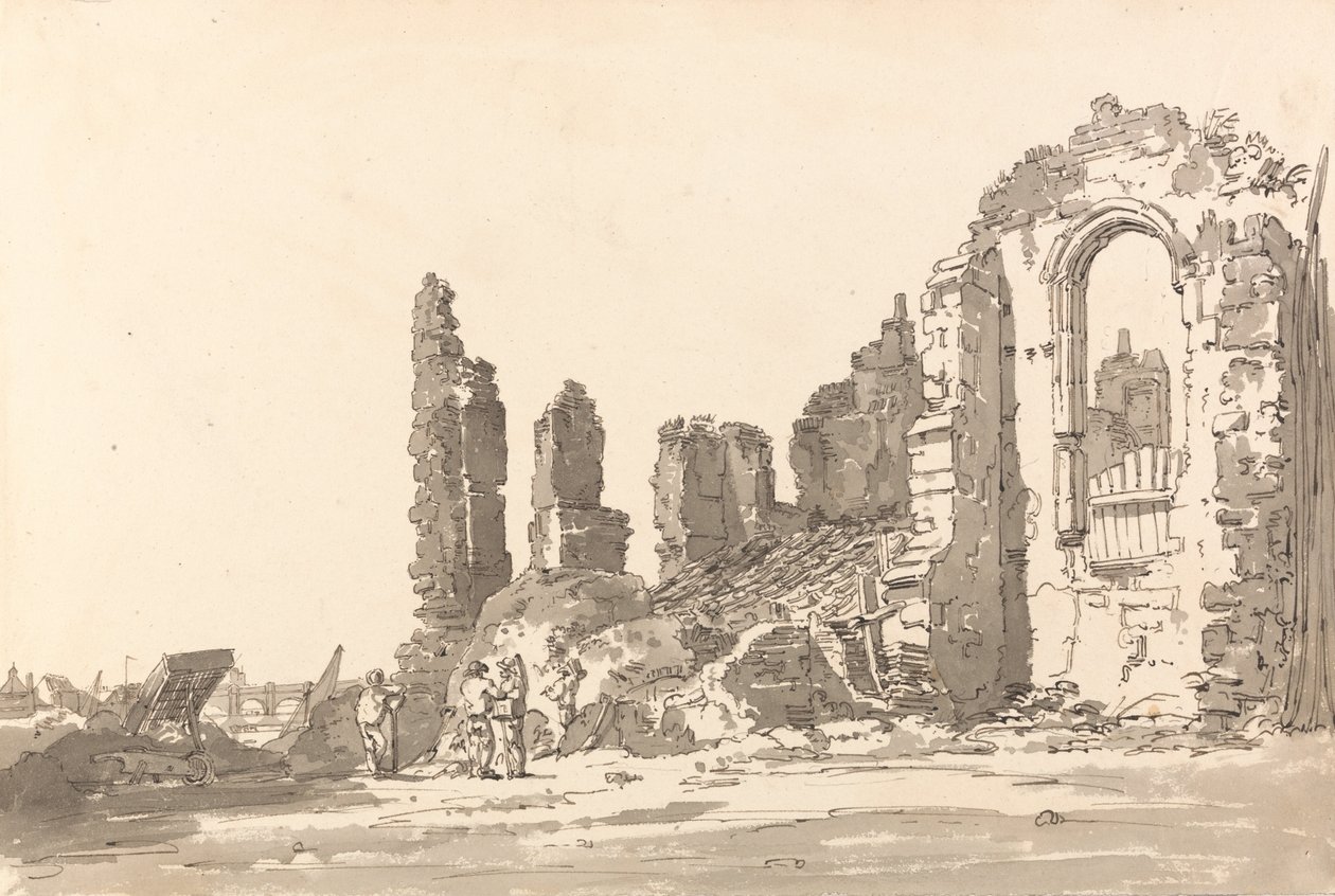 Ruinerna av Savoy Palace, London av Thomas Girtin