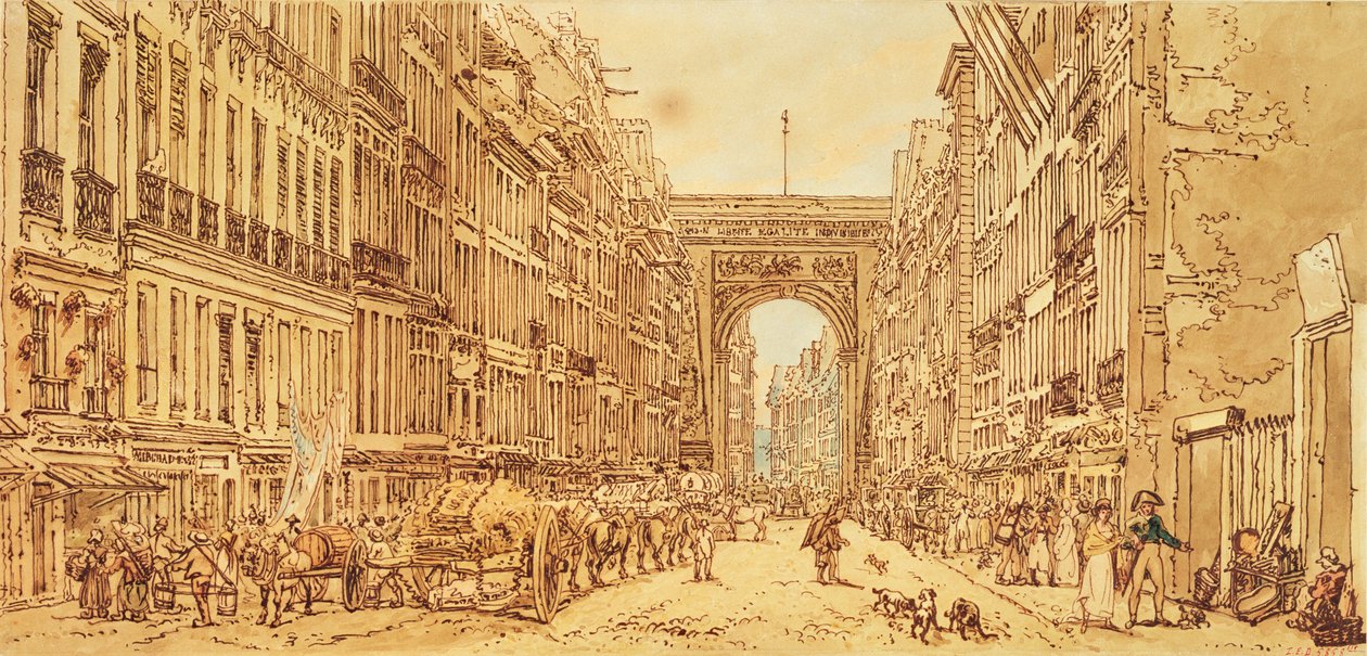 Faubourg och Porte Saint-Denis, 1801 av Thomas Girtin