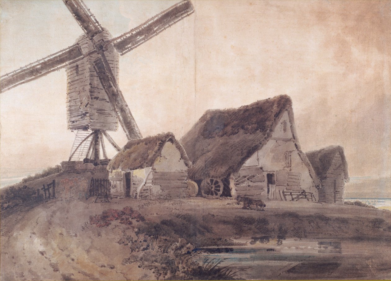 The Old Mill i Stansted, Essex av Thomas Girtin