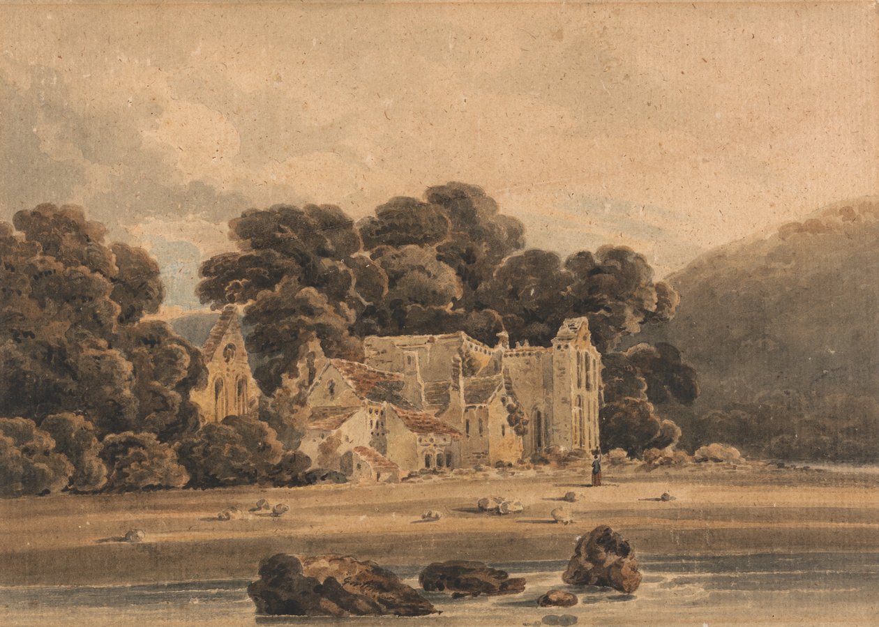 Valle Crucis Abbey, nära Llangollen av Thomas Girtin