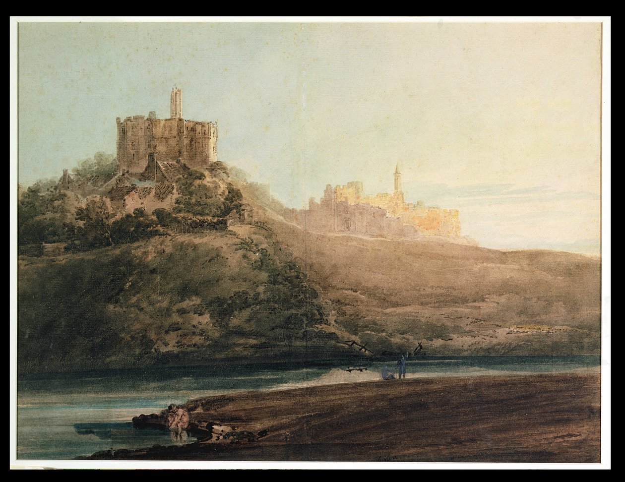 Warkworth Castle, Northumberland, ca 1798 (wc, gouache och penna på papper på kort) av Thomas Girtin