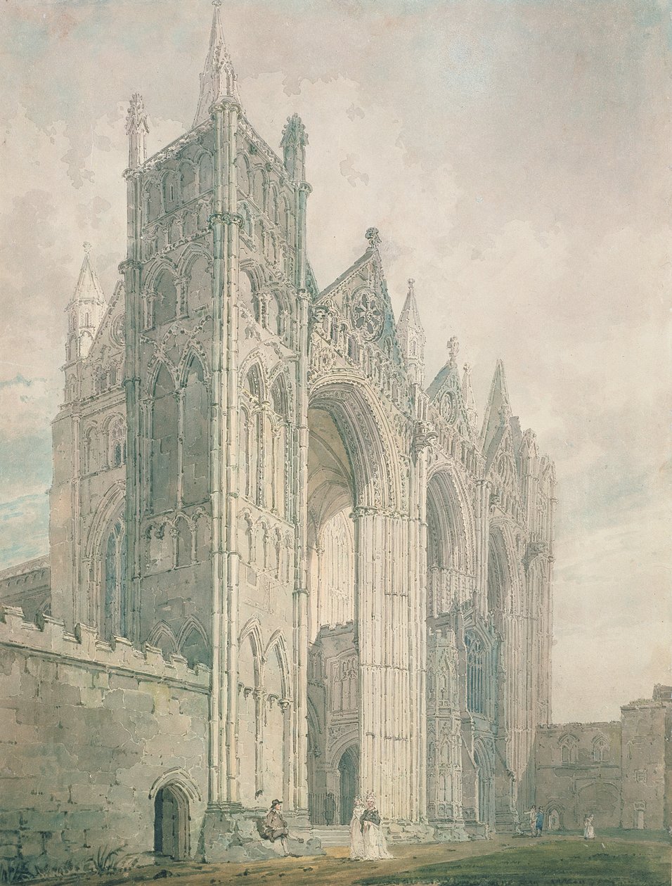 Västra framsidan av Peterboroughs katedral, 1700-talet av Thomas Girtin
