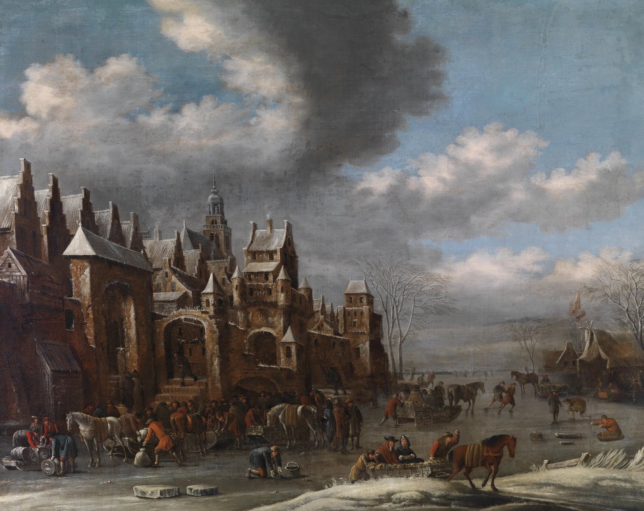 Winterlandschaft mit Eisläufern av Thomas Heeremans