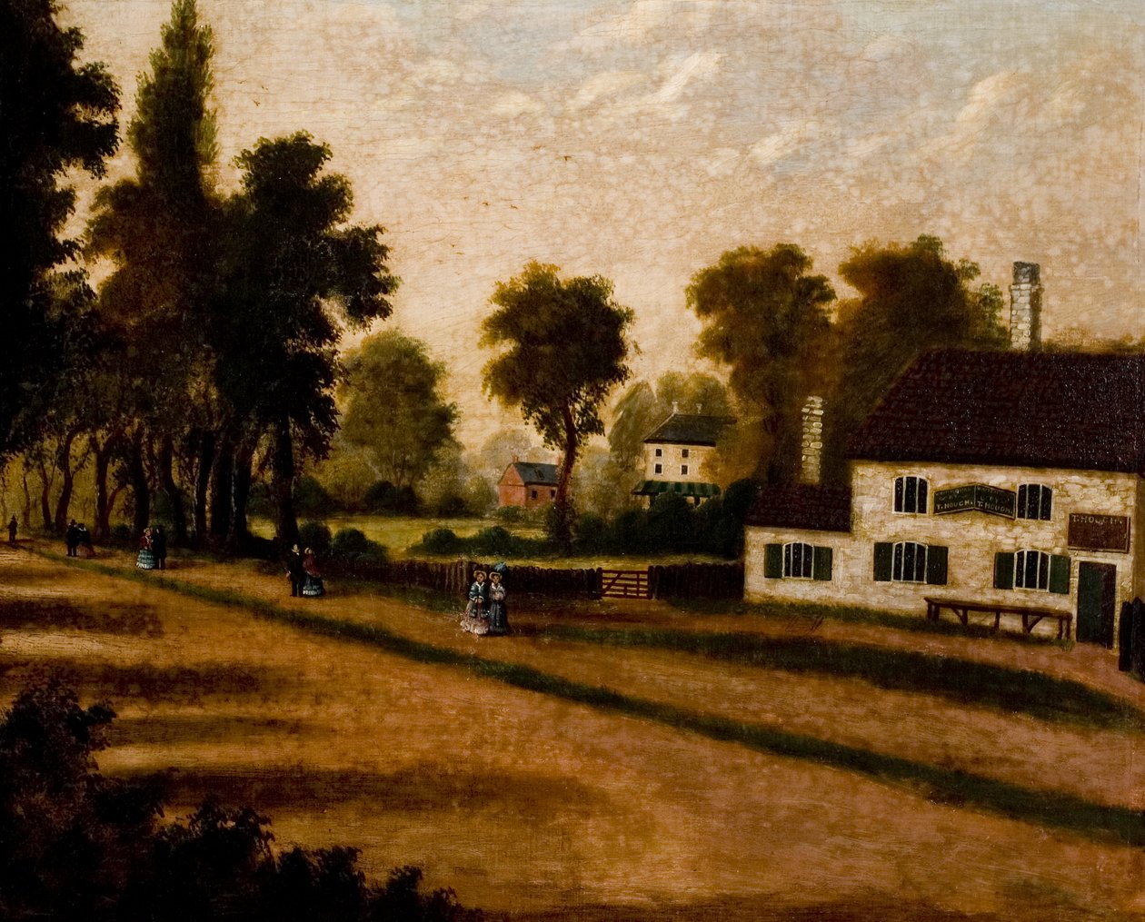 White House Inn, mellan Davenport Road och Boys" Preparatory School, Coventry, ca 1855 av Thomas Hough