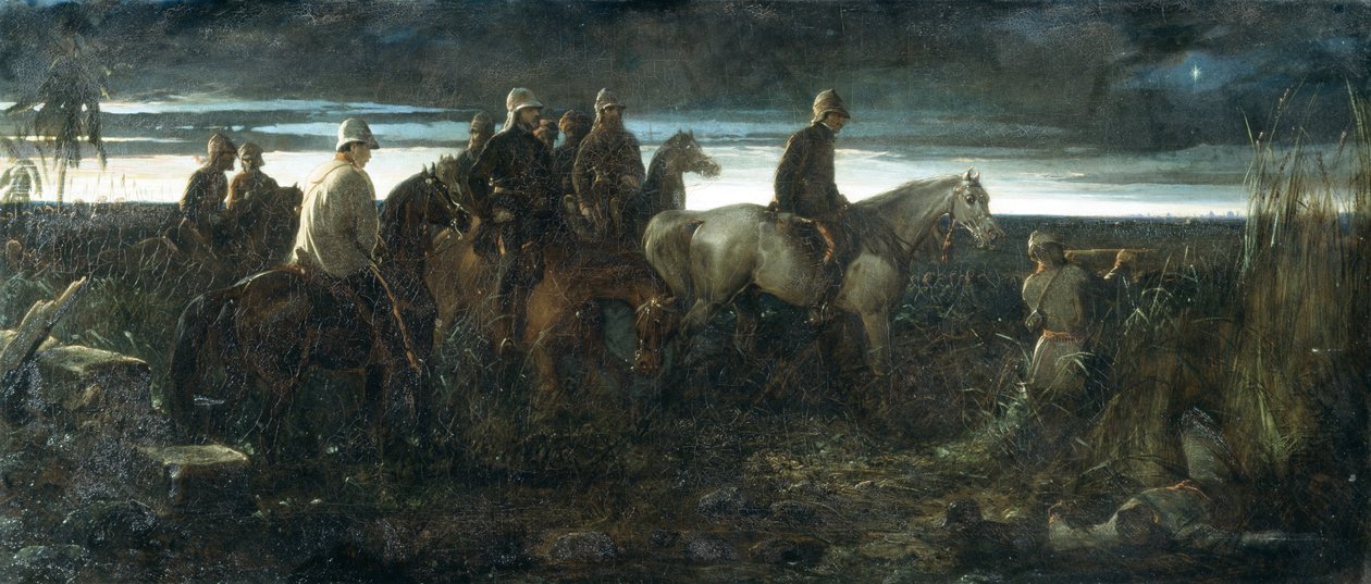 The Dawn of Victory - Lord Clyde rekognoscerar fiendens position, före lättnaden av Lucknow den 14 november 1857, ca 1862 av Thomas Jones