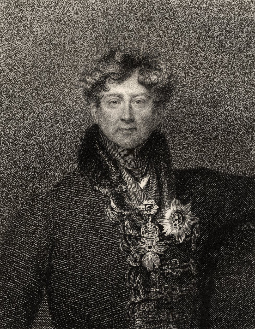 King George IV, graverad av Edward Scriven (1775-1841), från plåten av William Finden (1787-1852), från 