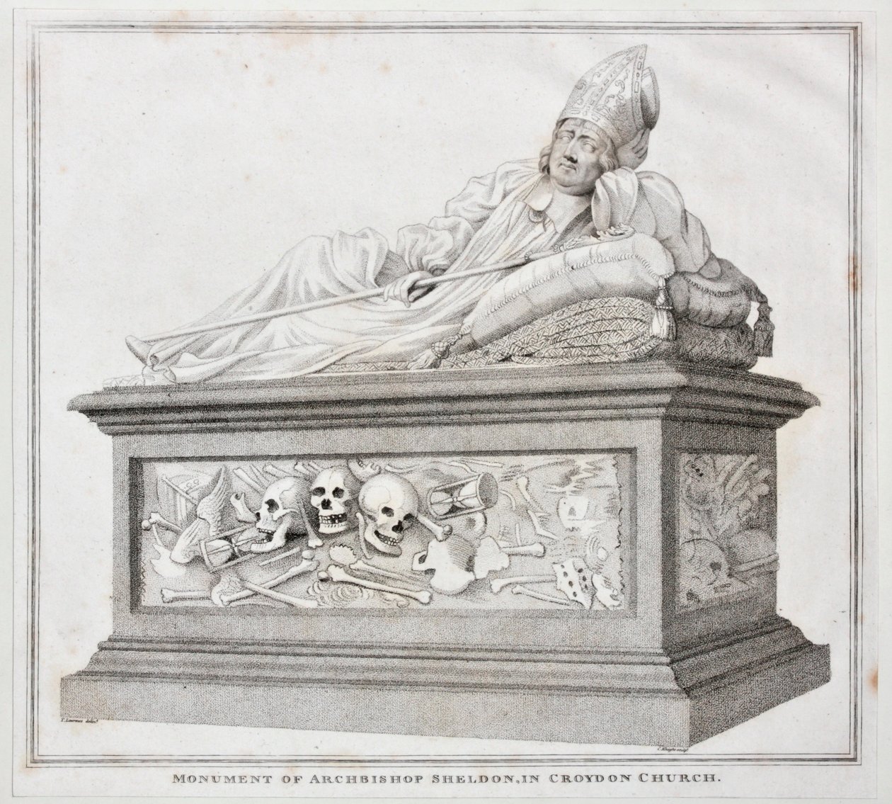 Monument över ärkebiskop Sheldon i Croydon Church, 1794 (tryck) av Thomas Lawrence