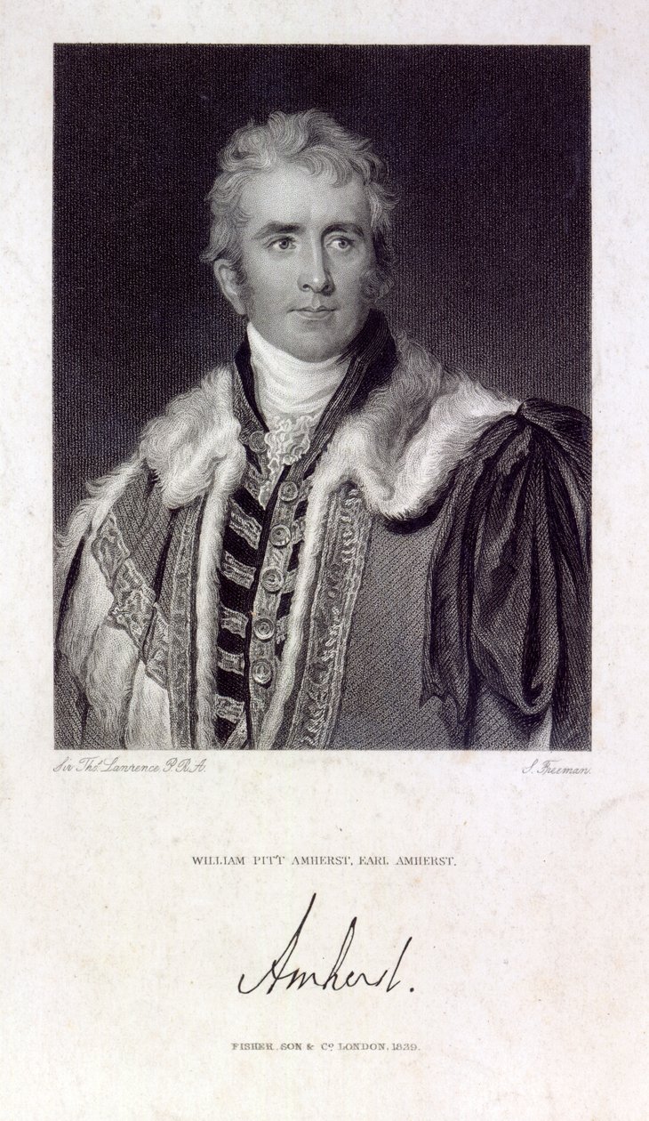 William Pitt Amherst, greve Amherst av Arracan (1773-1857), graverad av Samuel Freeman (1773-1857), 1829 av Thomas Lawrence
