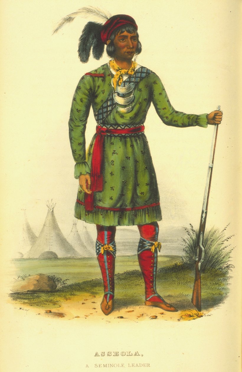 Asseola, en Seminole-ledare, 1870 (handkolorerad litografi) av Thomas Loraine McKenney