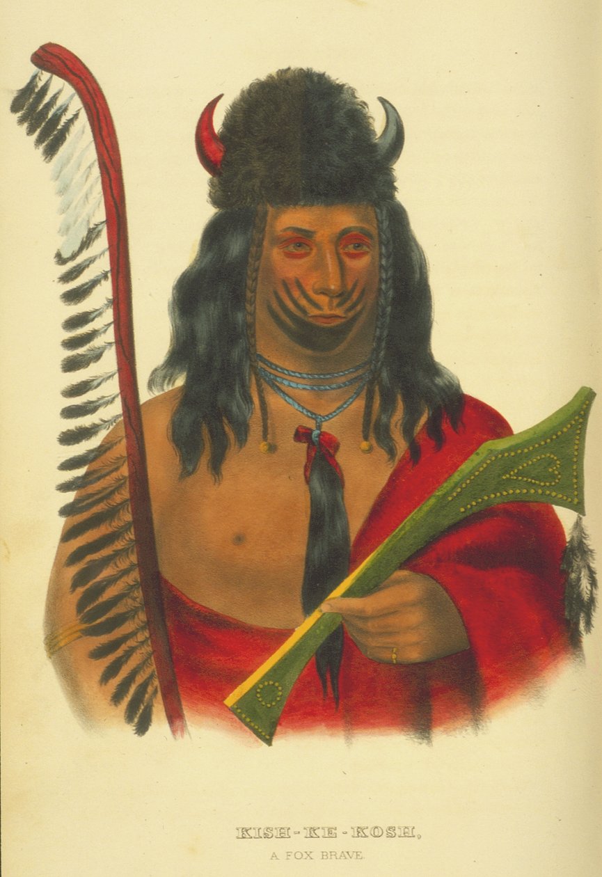 Kish-Ke-Kosh, en modig räv, 1848 (handkolorerad litografi) av Thomas Loraine McKenney