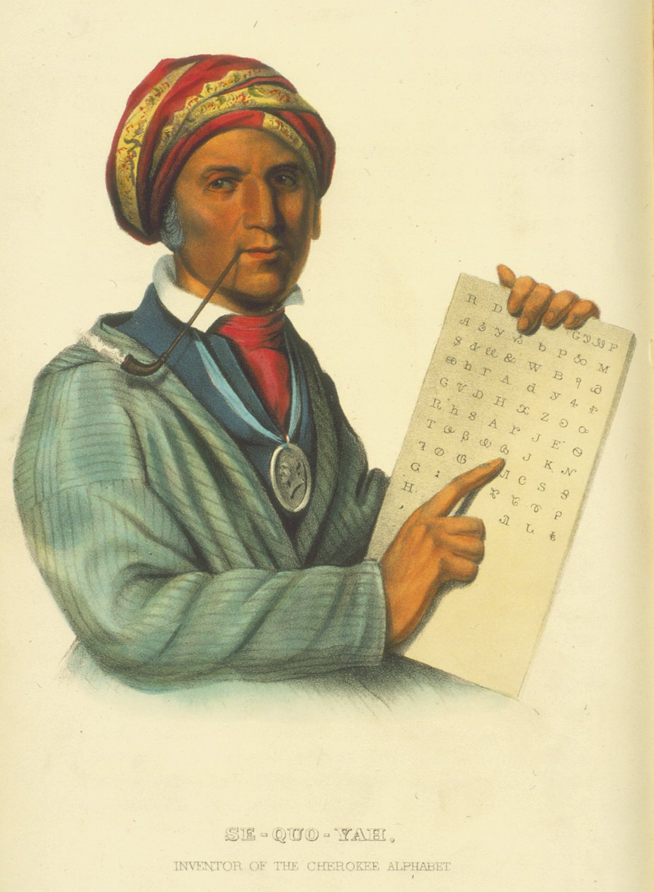 Se-Quo-Yah, 1848 (handfärgad litho) av Thomas Loraine McKenney