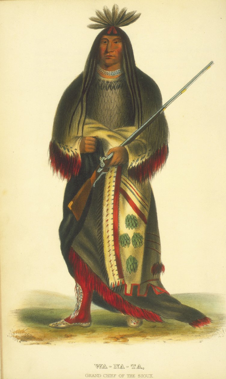 Wa-Na-Ta, Grand Chief of the Sioux, 1848 (handfärgad litho) av Thomas Loraine McKenney