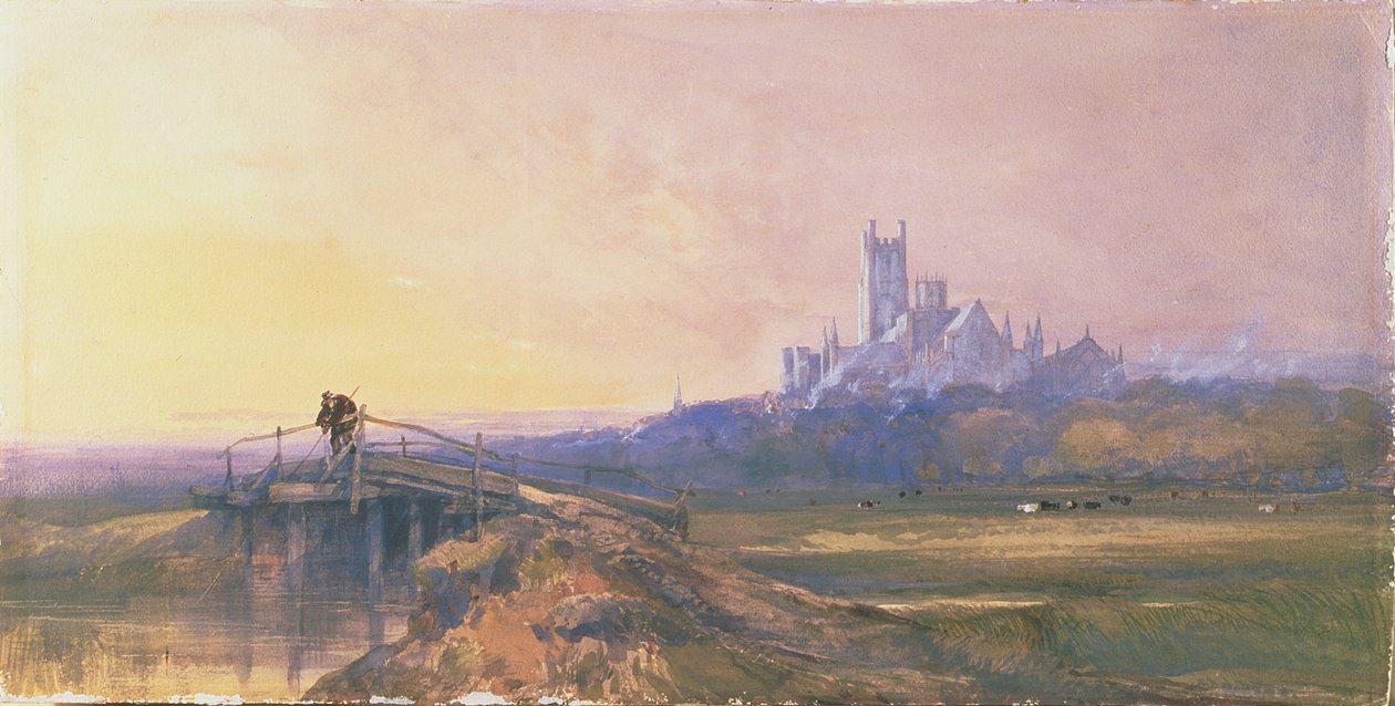 Ely Cathedral (penna, wc, gouache på papper) av Thomas Lound
