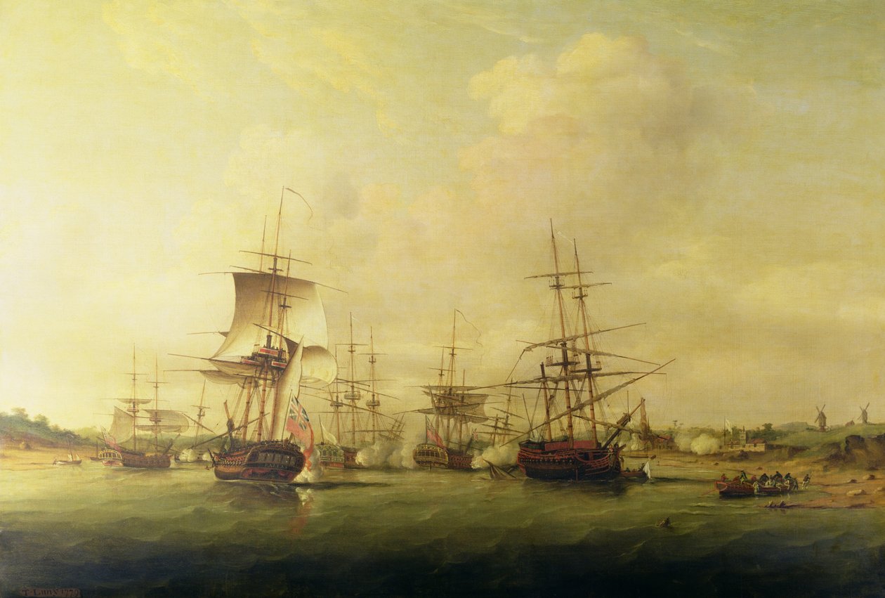 Action utanför Frankrikes kust, 13 maj 1779 av Thomas Luny