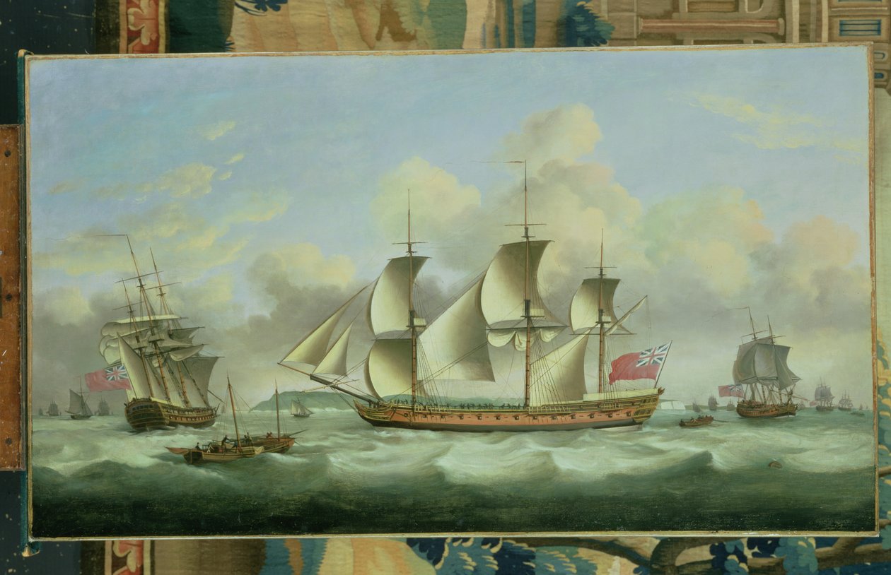 Tre brittiska fregatter offshore, 1782 av Thomas Luny