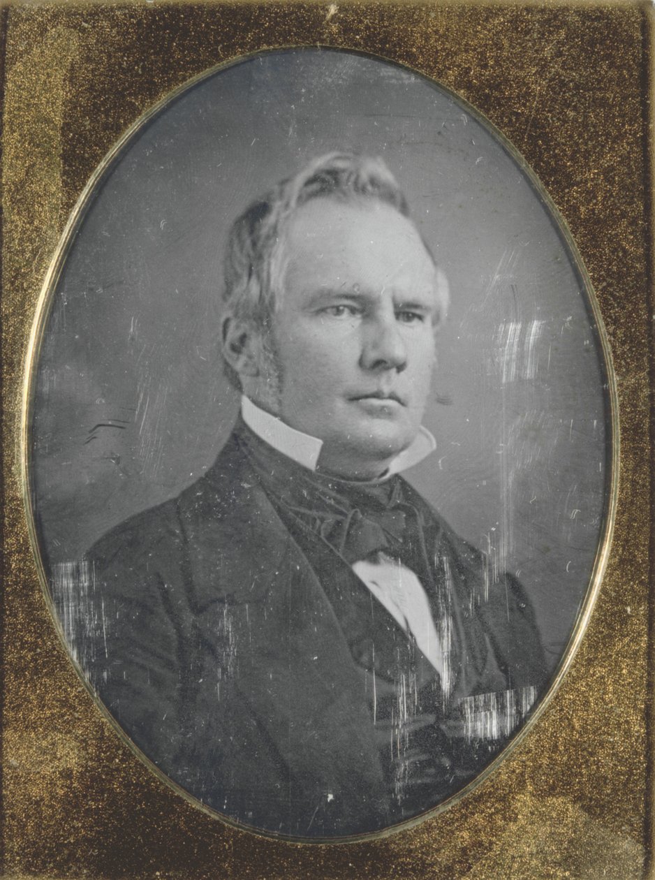 Porträtt av Stirling pris, guvernör i Missouri. Daguerreotype är i sitt ursprungliga fall av Thomas M. Easterly