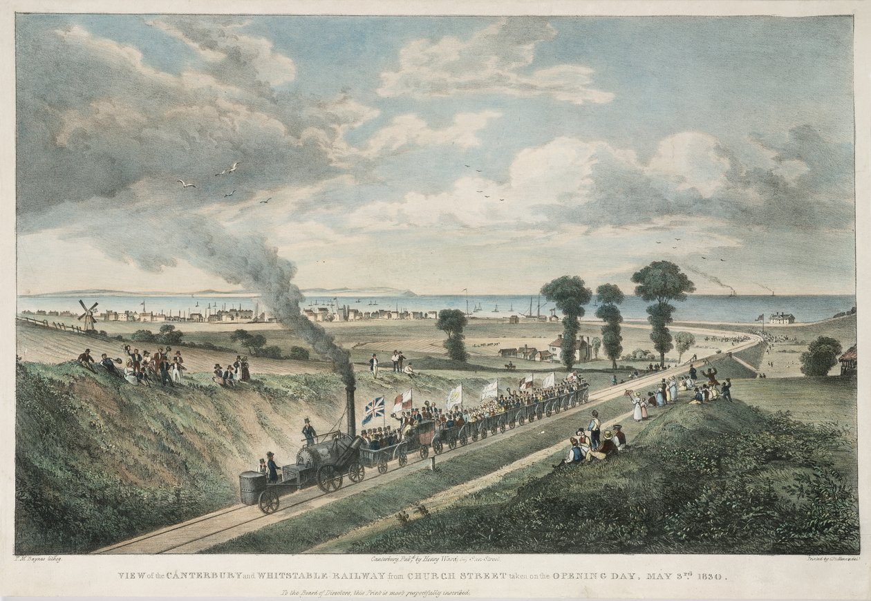 Utsikt över Canterbury och Whitstable Railway från Church Street tagen på öppningsdagen den 3 maj 1830 av Thomas Mann Baynes
