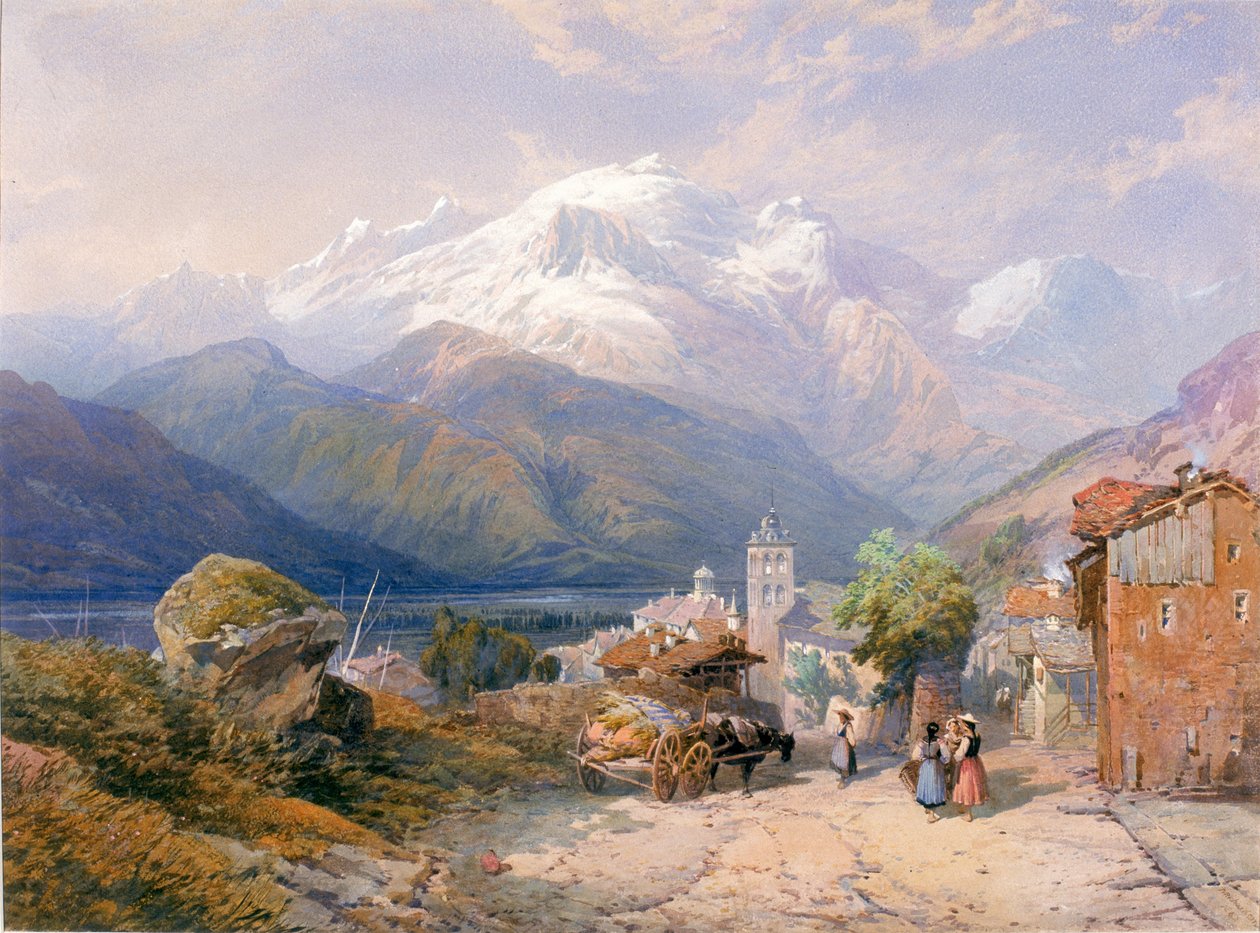 Bourg St Maurice, Savoy (kroppsfärg och akvarell på papper) av Thomas Miles II Richardson
