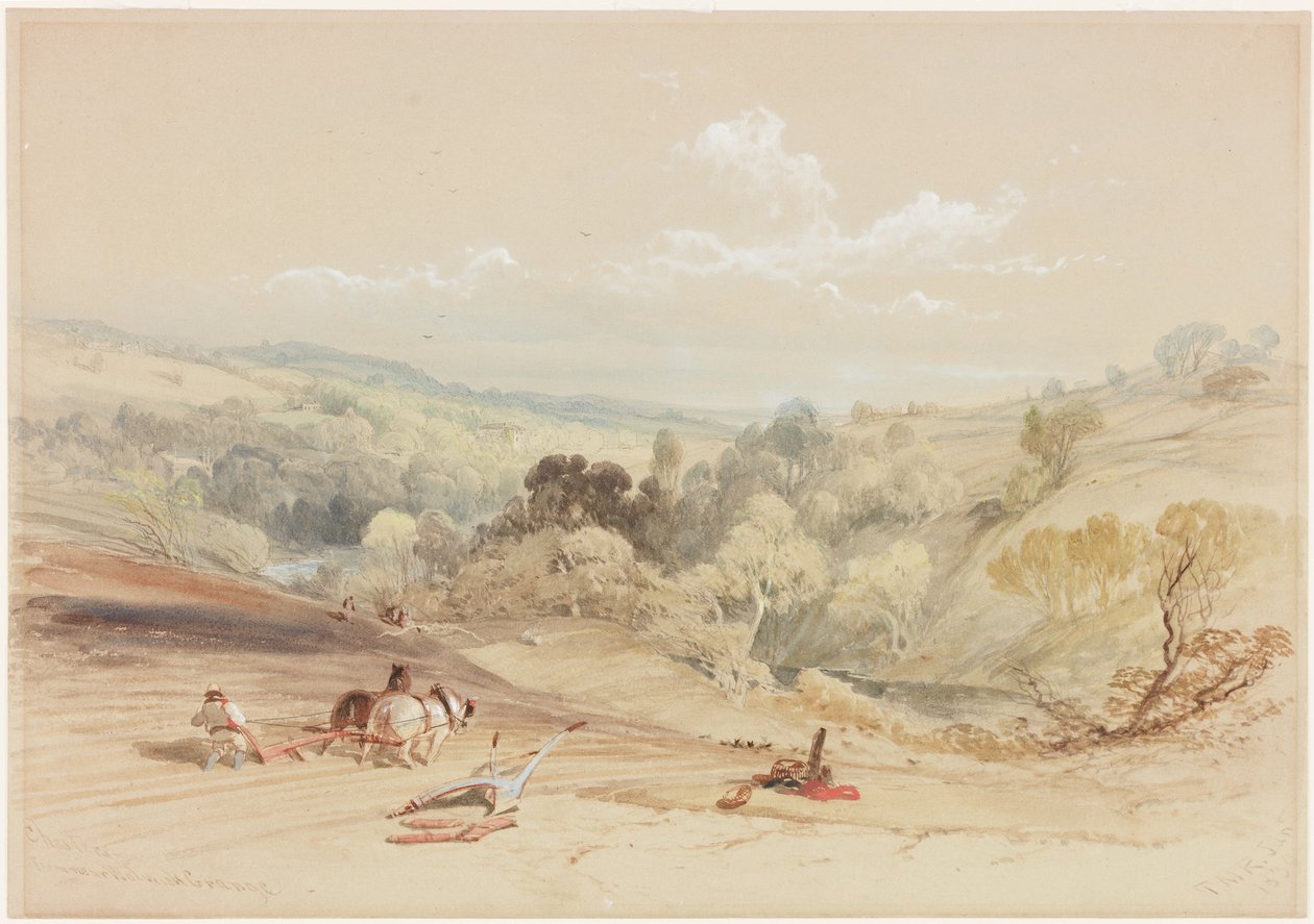 Chesters från Walwick Grange (bc, penna och wc på papper) av Thomas Miles II Richardson