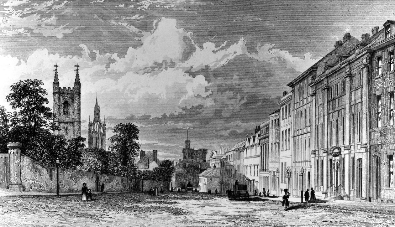 Westgate Street, Newcastle-upon-Tyne, graverad av William Collard, 1842 av Thomas Miles Richardson