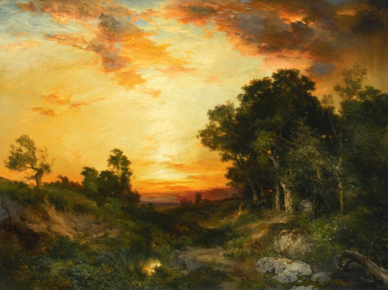  Sunset, Amagansettn  av Thomas Moran