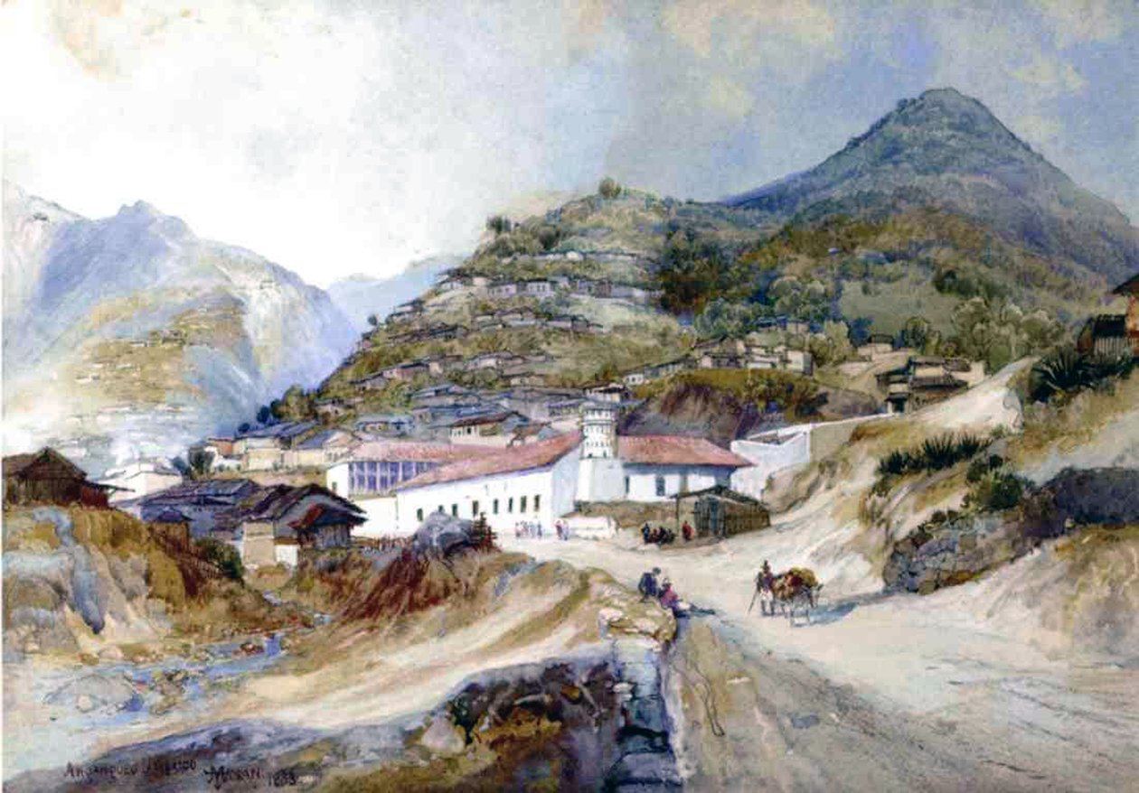 Byn Angangueo, Mexiko, 1883 av Thomas Moran