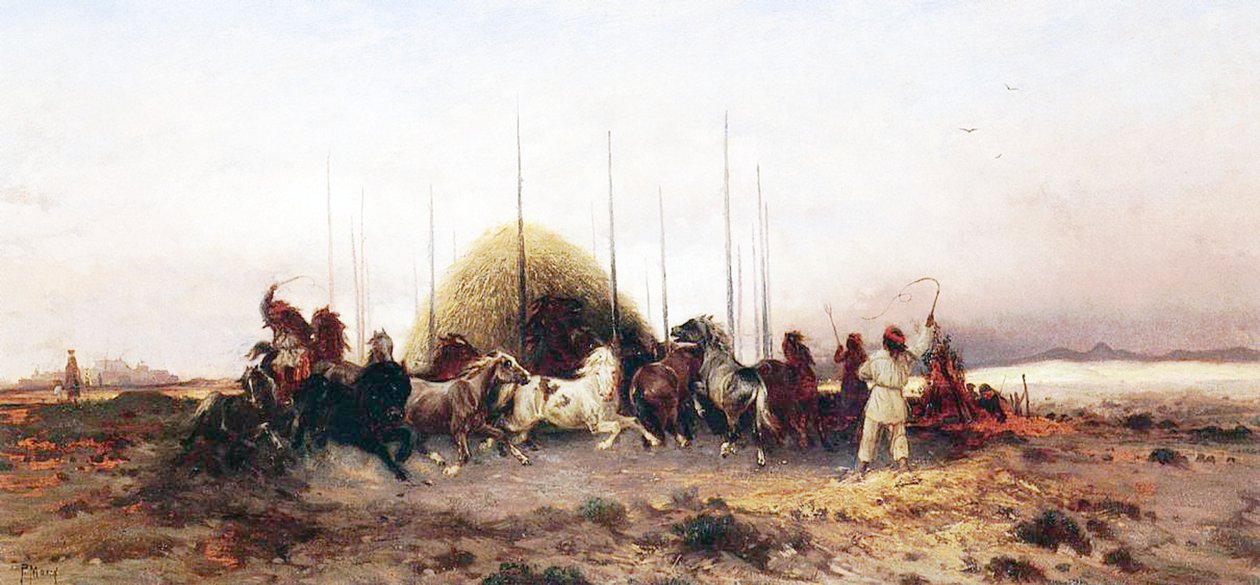 Threshing Wheat, New Mexico, ca 1883 av Thomas Moran