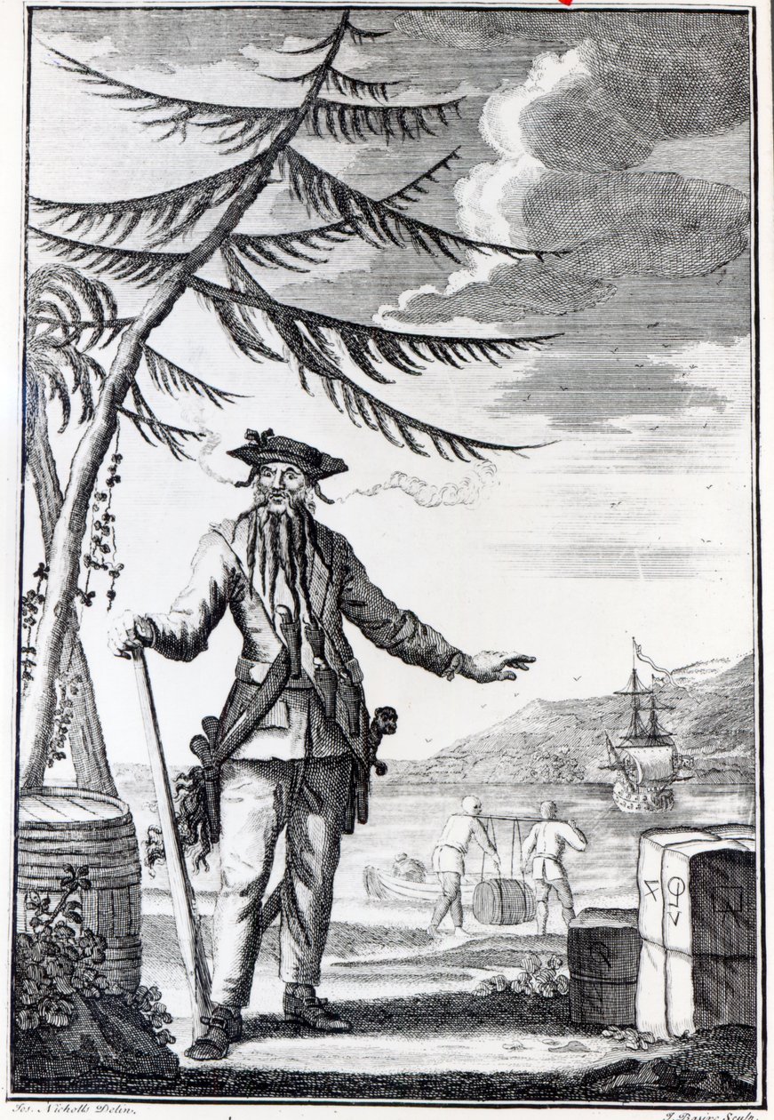 Kapten Teach, vanligen kallad Blackbeard, ca 1734 av Thomas Nicholls