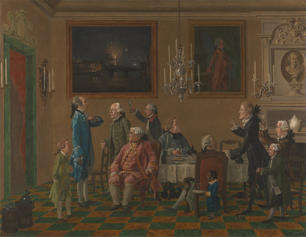 British Gentlemen at Sir Horace Manns Home in Florence av Thomas Patch
