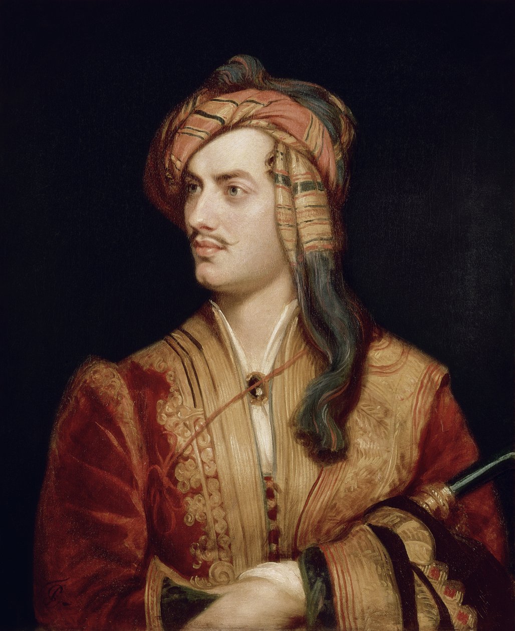 Porträtt av George Gordon (1788-1824) 6:e baron Byron av Rochdale i albansk klänning, 1813 av Thomas Phillips
