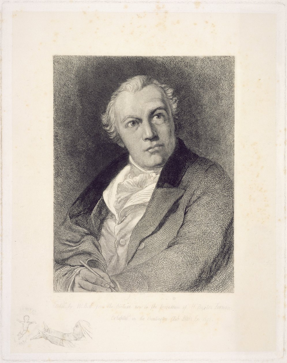 Porträtt av William Blake, graverad av William Bell Scott (1811-90) (linjegravyr) av Thomas Phillips
