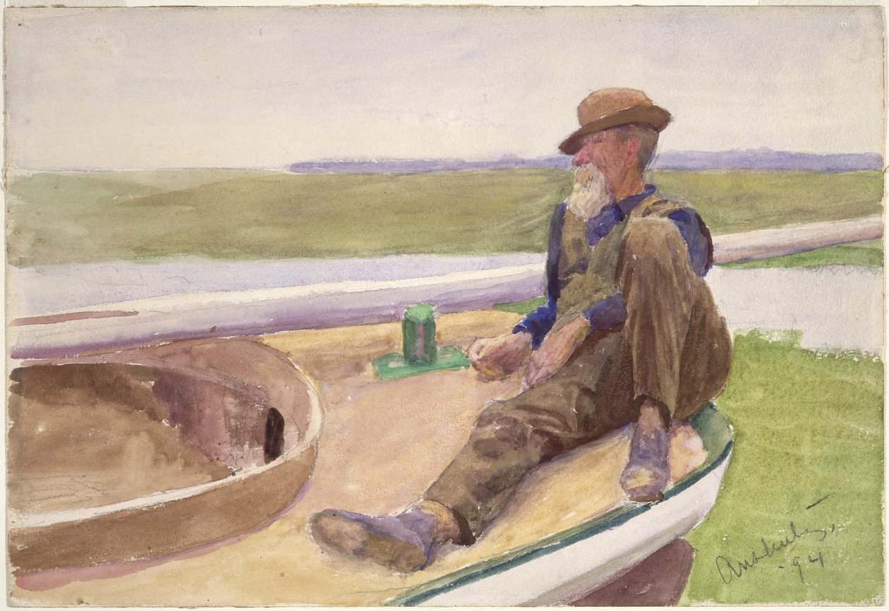 Man in Boat, 1894 (wc på papper) av Thomas Pollock Anschutz