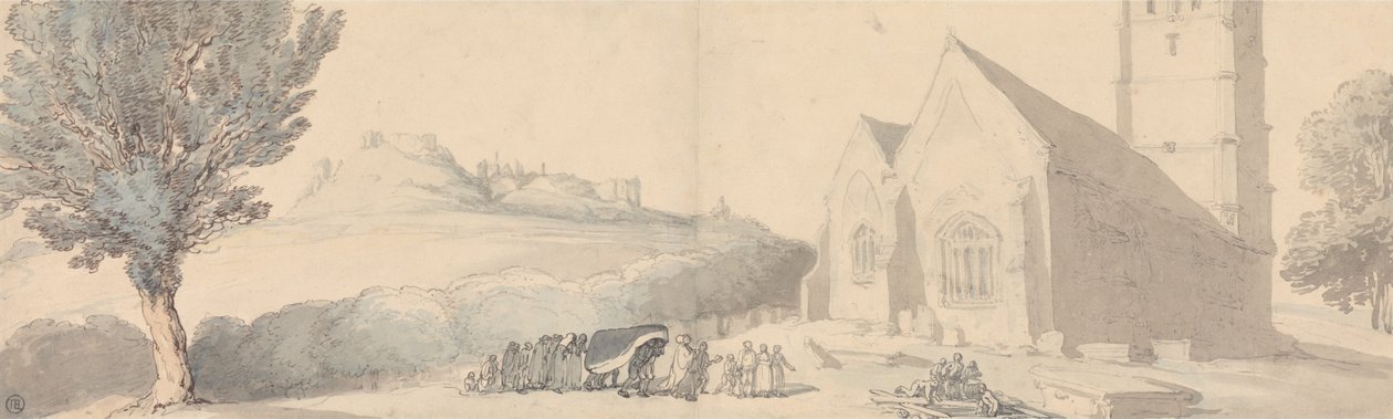 A Burial at Carisbrooke, Isle of Wight av Thomas Rowlandson