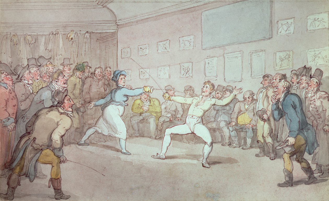 En fäktduell, förmodligen föreställande The Chevalier d