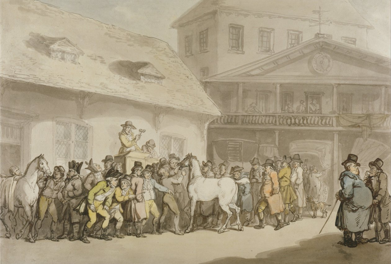 A Horse Sale in Hopkinss Repository, Barbican av Thomas Rowlandson