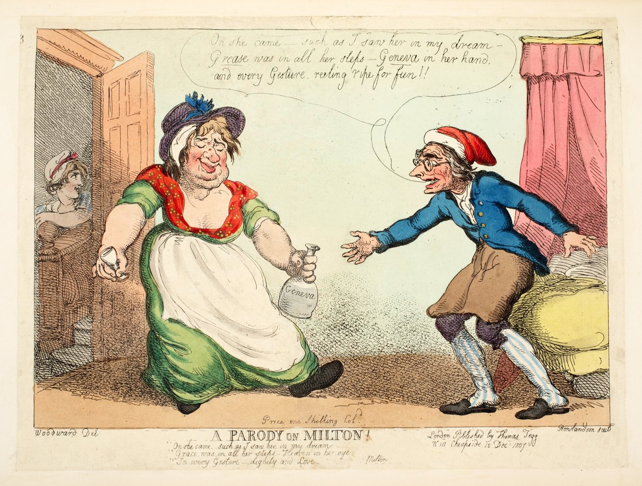 En parodi på Milton, pub. 1807 (handfärgad etsning) av Thomas Rowlandson