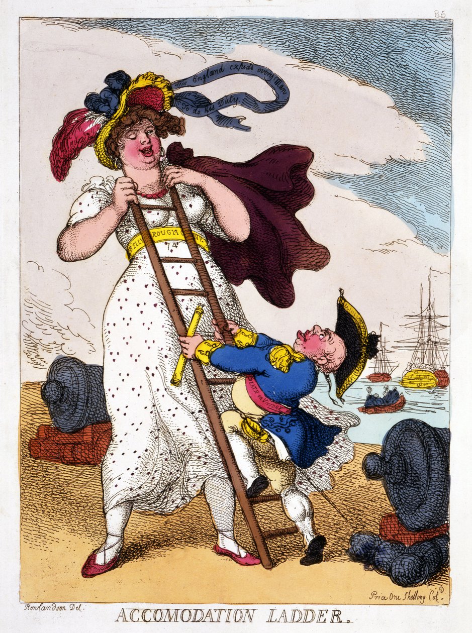Accommodation Ladder, 1811 (handfärgad gravyr) av Thomas Rowlandson