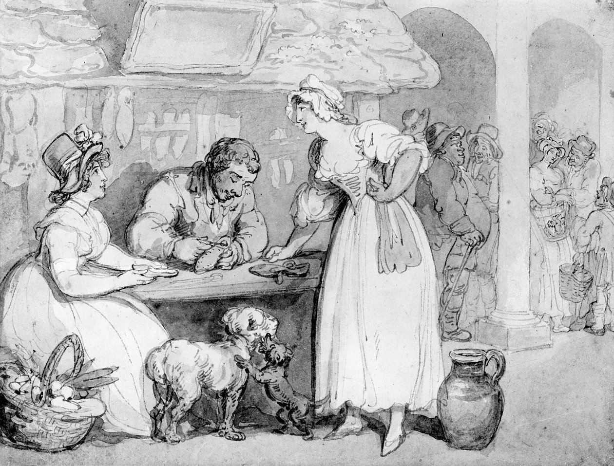 At the Cobblers (wc och penna på papper) av Thomas Rowlandson