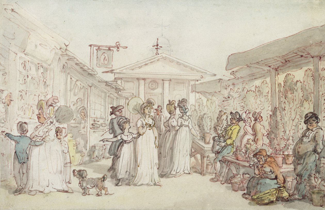 Covent Garden Market, ca 1795-1810 (penna och bläck, bläck och penna på papper) av Thomas Rowlandson