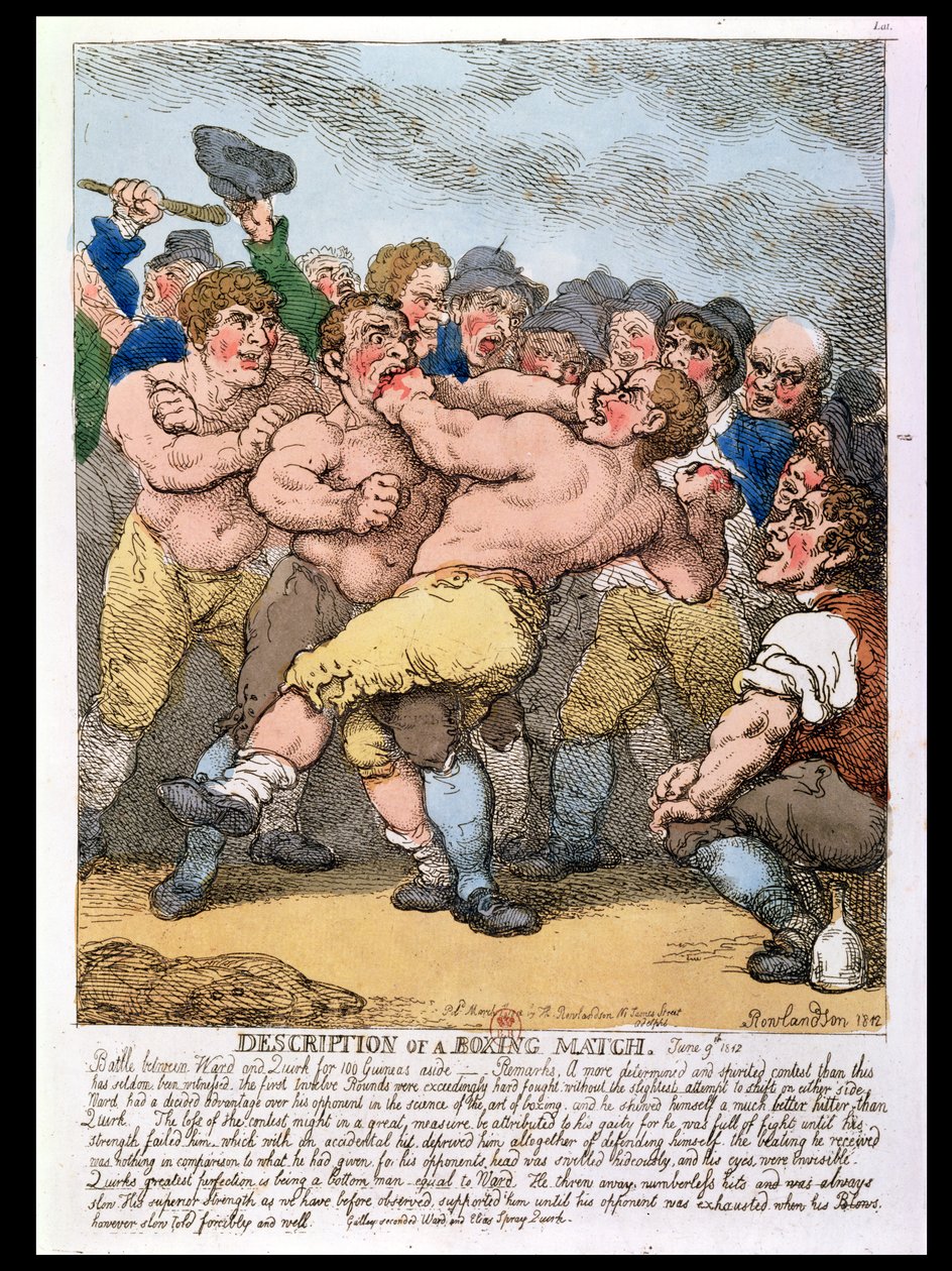 Beskrivning av en boxningsmatch, 1812 (färggravyr) av Thomas Rowlandson