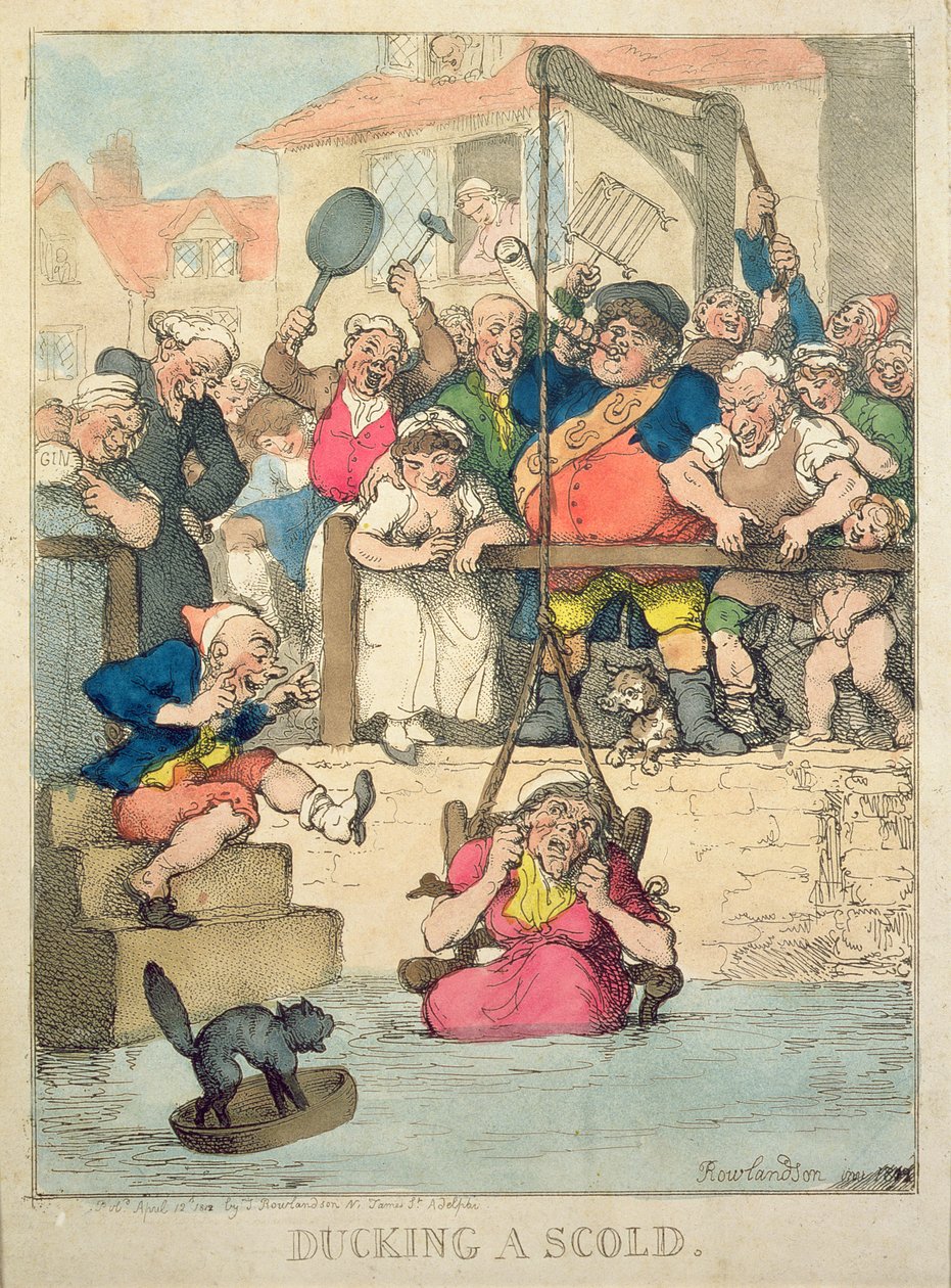 Ducking a scold, 1812 av Thomas Rowlandson