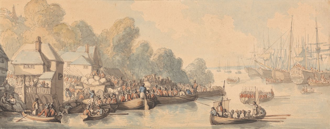 Embarkation at Southampton, June 20th 1794 av Thomas Rowlandson